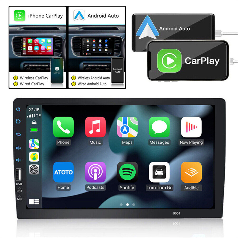 1 Din Car Stereo Radio 9'' Touch Screen D-Play Universal Car Multimedia MP5 Player Bluetooth FM Radio Support Rear View Camera