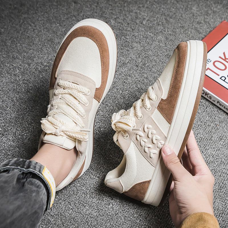 Autumn Men Shoes New Breathable Canvas Shoes Trendy Shoes Heightened Cloth Shoes Versatile Casual Beige Shoes Green Free shipping