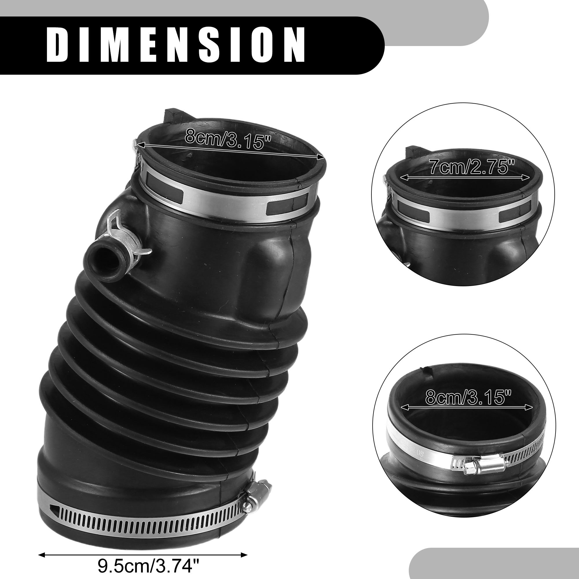 UXCELL Air Cleaner Intake Hose Tube with Clamps for Acura TL 2007-2008 Base/ Type-S 3.2L 3.5L 17228-RDA-A00