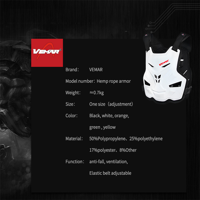 Vemar Off-road Motorcycle Body Armor Clothing Riding Racing Anti-Fall Motocross Chest Protector Hemp Rope Pattern Armor Men