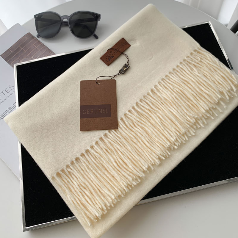 Classic Solid Color Tassel Scarf Women Winter Thickened Warm Faux Cashmere Shawl Men's fe5d6