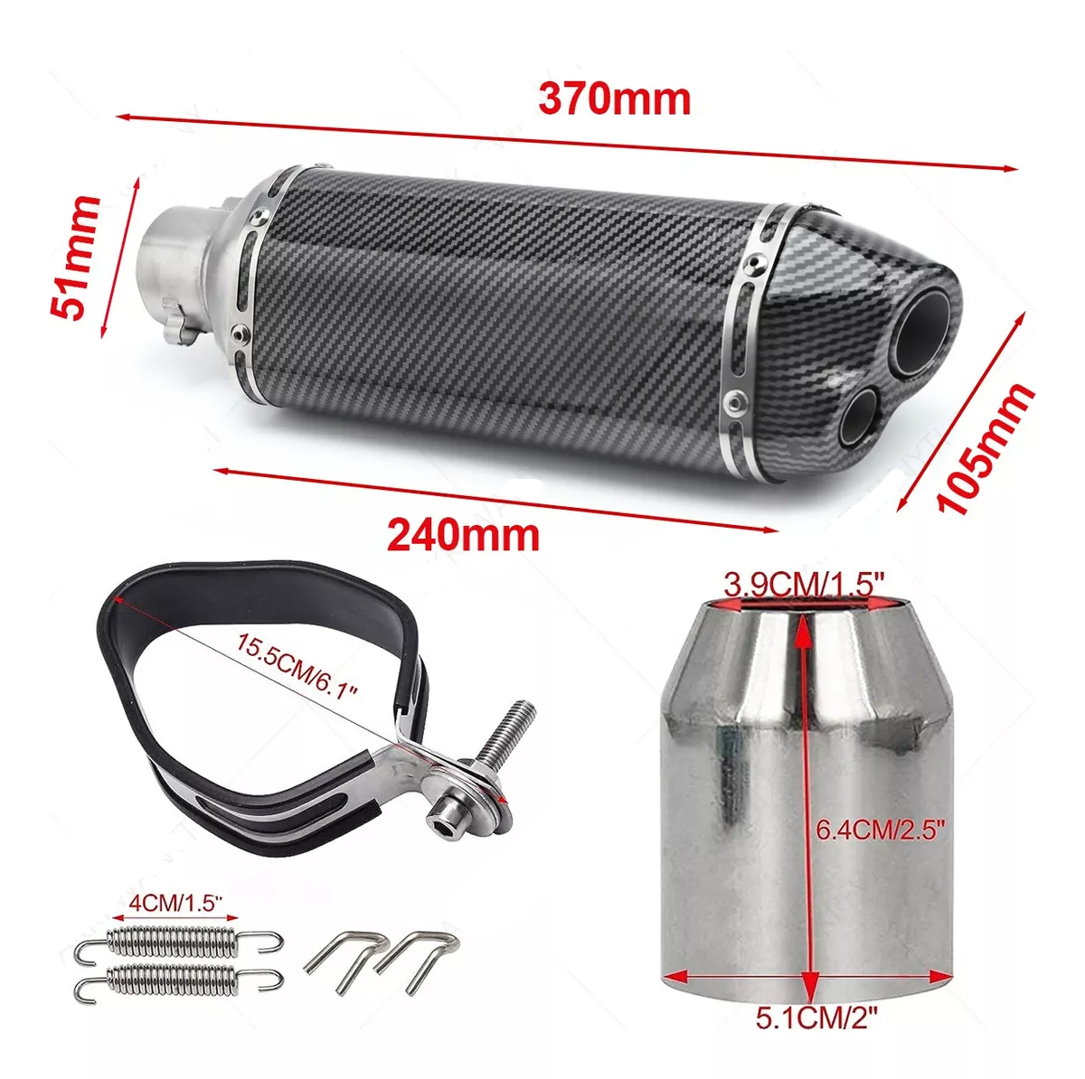 35-51mm Motorcycle Scooter ATV Exhaust Muffler Pipe Escape Moto for Honda CBR250 CB400 YZF FZ400 Z750 NINJA TMAX530