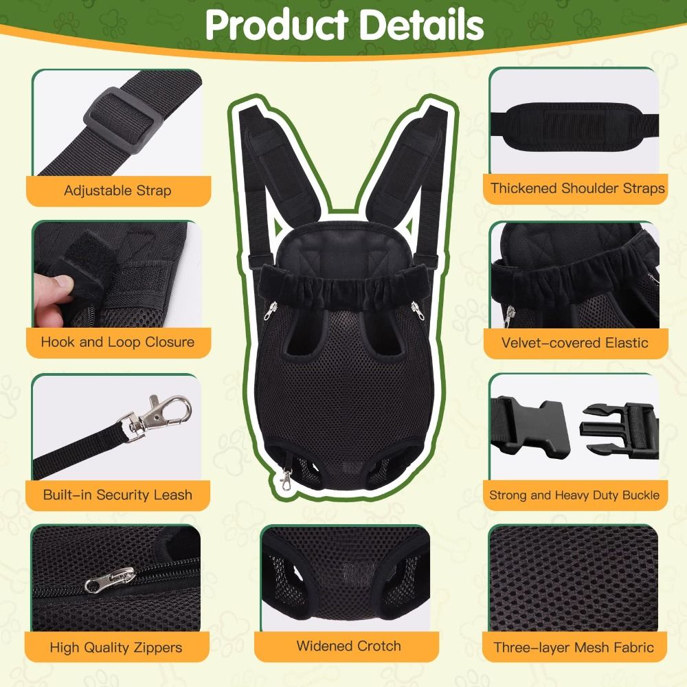 1PC Pet Carrier Backpack Adjustable Dog Front Carrier For Hiking Camping Traveling Outdoor For Small Dogs Cats And Puppies