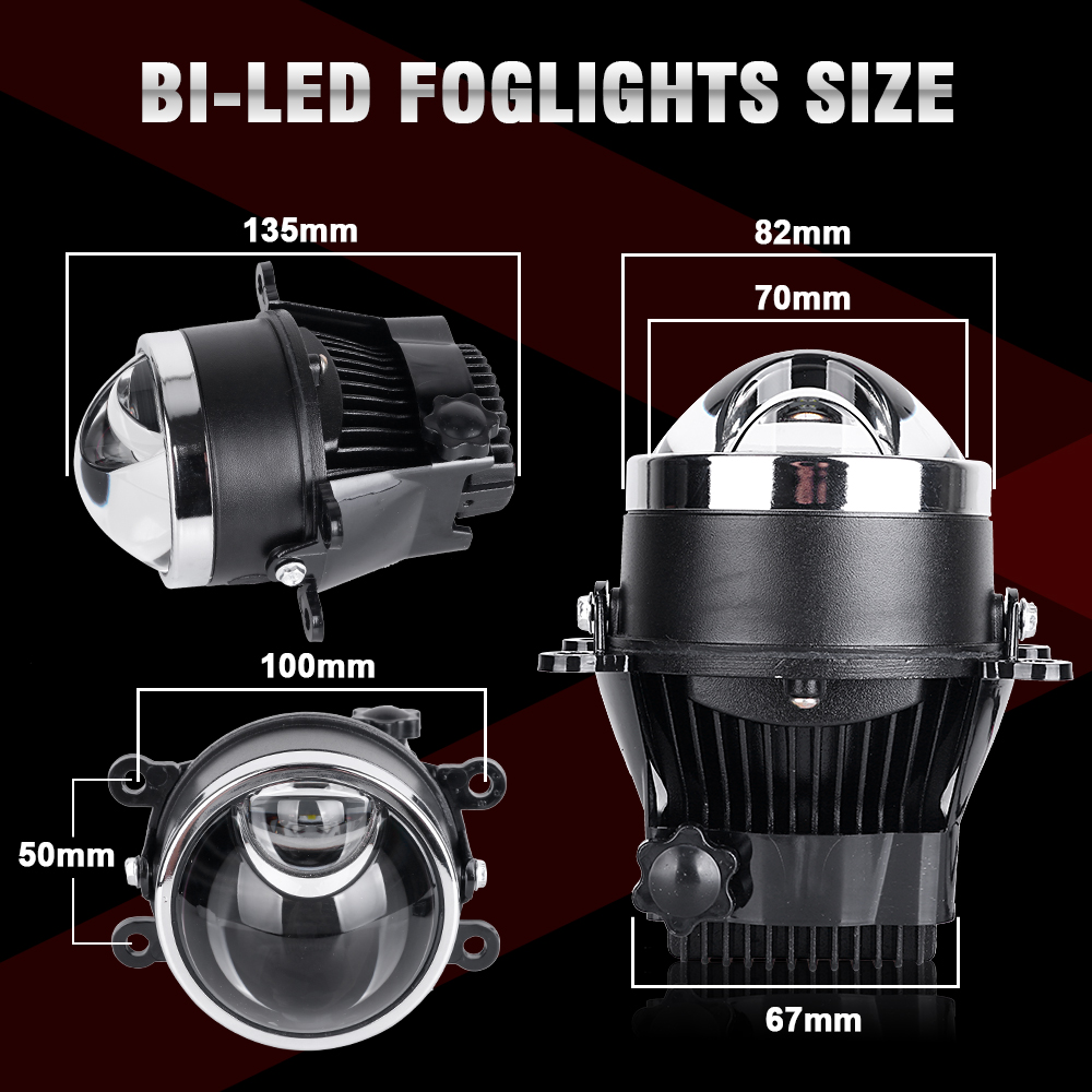 Fog Lights Projector LED For Ford Focus 2 3 MK2 MK3 Fiesta/Renault/Mitsubishi/Subaru Tuning PTF Bi-led Lenses 3.0'' Hyperboloid
