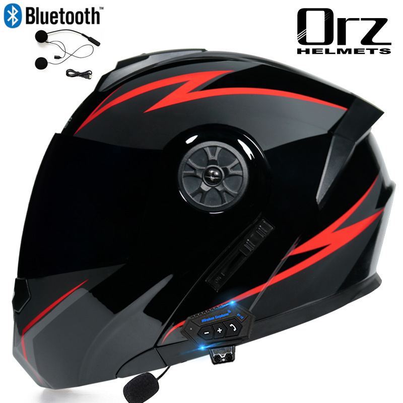 DOT Approved Matte Black Modular Flip Up Motocross Bluetooth Helmet Double Lens Moto Motorcycle Helmet Casco Motorbike Capacete