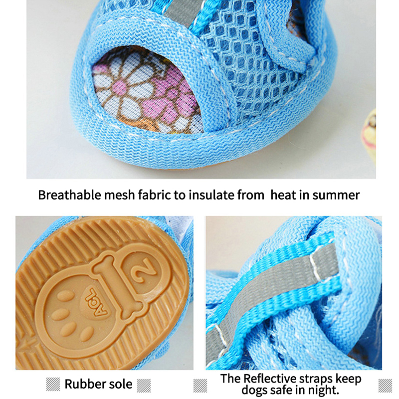 4Pc/Set Non-slip Summer Dog Shoes Breathable Sandals Sneakers for Small Dogs Pet Dog Socks Cute Puppy Cat Shoes Sapato Cachorro