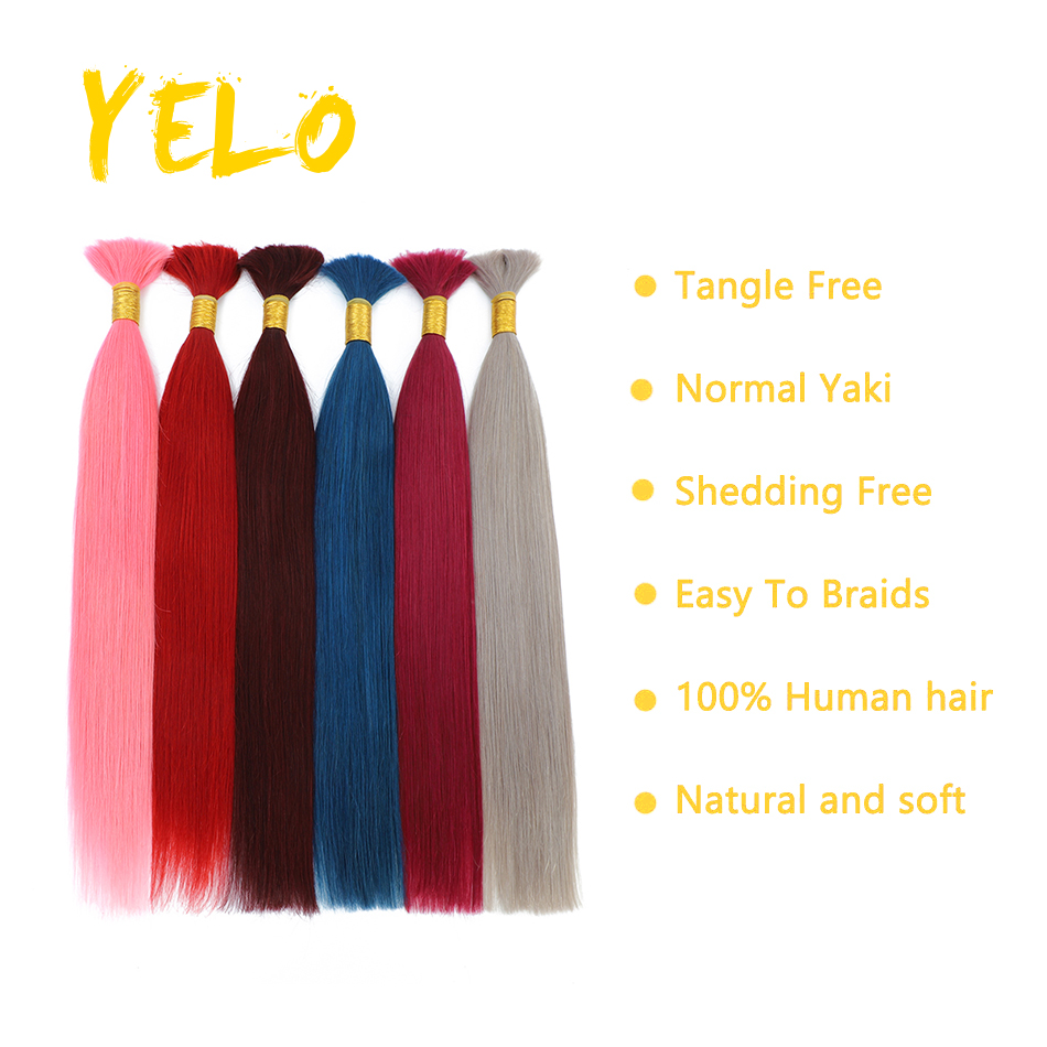 Straight Human Hair Bulk For Braiding Brazilian Human Hair Balayage Colorful Hair No Weft 14-28 Inch Bulk Remy Hair Extensions
