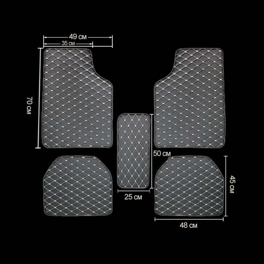 5PCS Universal Car Floor PU Leather Waterproof Foot Pad Protector Carpet Front and Rear Mats Set Auto Accessories