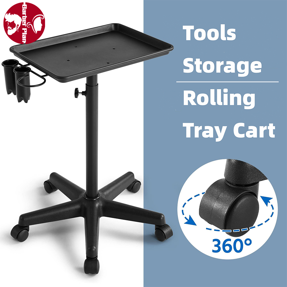 Adjustable Height Mobile Beauty Spa Storage Tray Pro Rolling Tray Aluminum Trolley Cart Hairdressing Carts Barber Tools Accessor