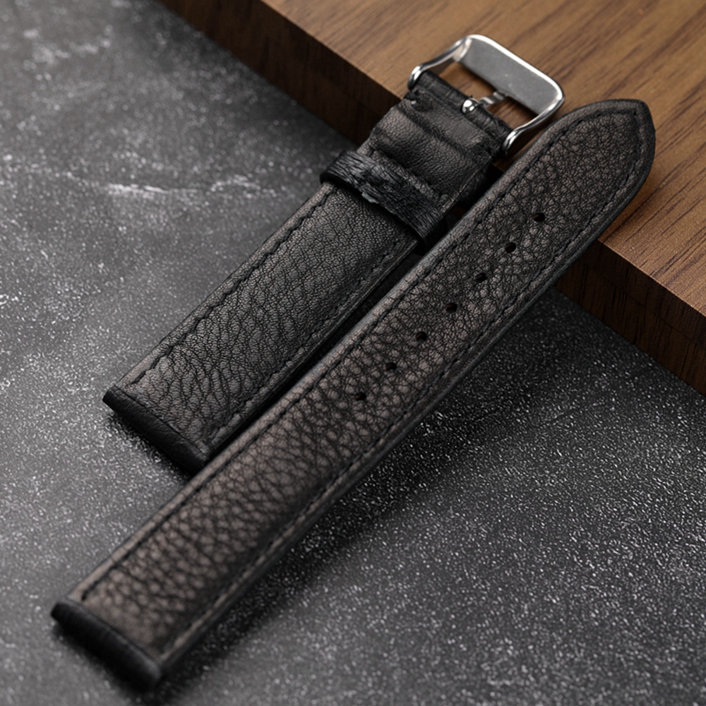 Handmade Leather Ostrich South African Black Strap 18 19 20 21 22MM Vintage Leather Bracelet Men Bracelet Height Leather smile