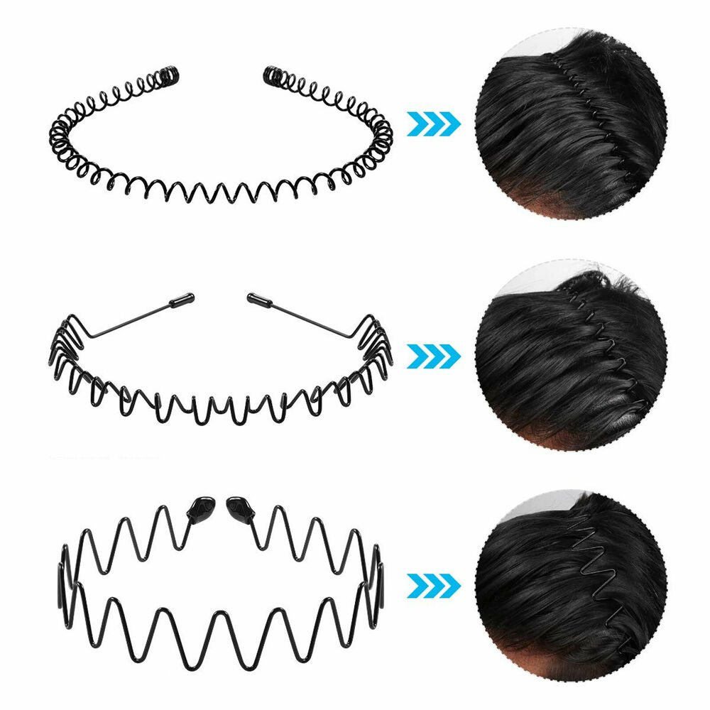 6Pcs/Set Men's Hoop Hair Band Male Sports Comb Wave Hairpin Big Back Head Invisible Metal Hairband Female Face Washing Headdress