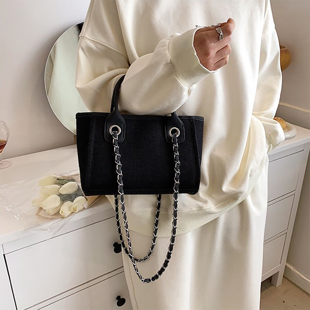 Bag Women Luxury Canvas Tote 2023 Trend Designer Female Shoulder Bags For Messenger Handbag Casual Chain Women's Bag New Small