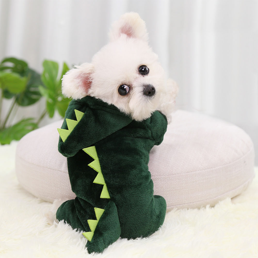 Halloween Cat Costume Dinosaur Cat Hoodies Small Dog Warm Jacket Cat Christmas Costume Pet Clothes for Puppy Kitten Red Green