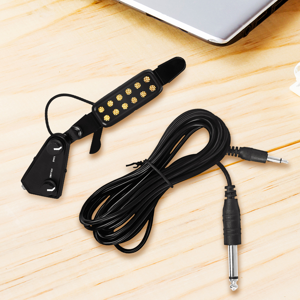 12 Hole Acoustic Guitar Pickup with Cable Guitar Magnetic Transducer Adjustable Tone Volume Guitar Parts & Accessories