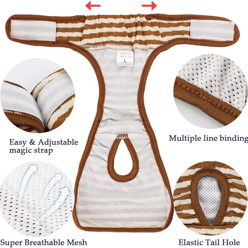 2026 New Stripe Diapers Washable Physiological Pant Adjustable Panties Underwear Female Dog Diper Puppy Tool Honden Kleding Free Shipping