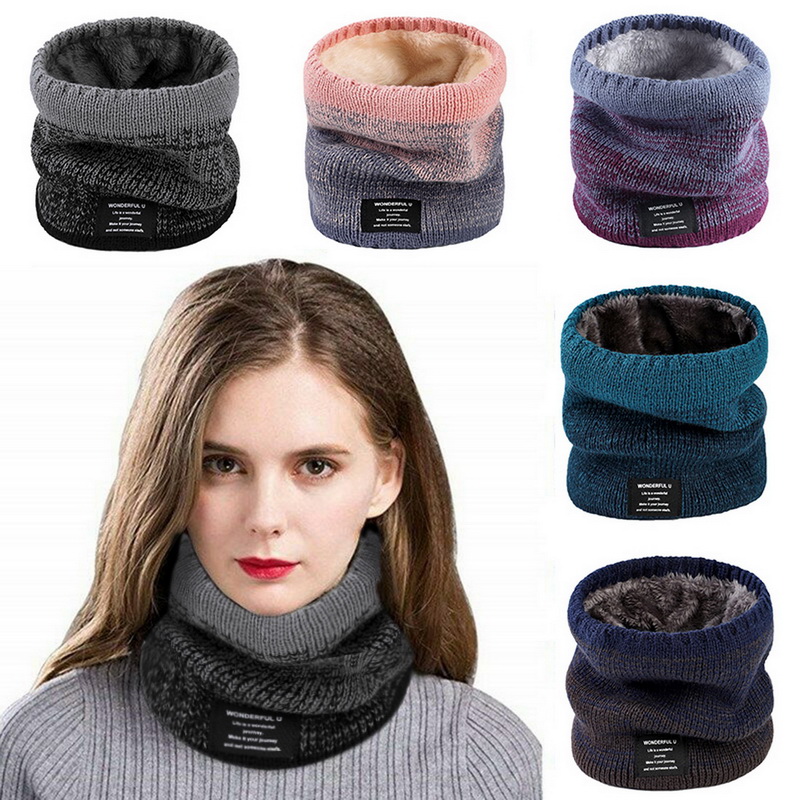 Winter for Men Fleece Ring Bandana Knitted Warm Solid Scarf Women Neck Warmer Thick Cashmere Hot Handkerchief Ski Mask