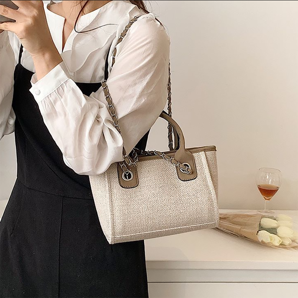 Bag Women Luxury Canvas Tote 2023 Trend Designer Female Shoulder Bags For Messenger Handbag Casual Chain Women's Bag New Small