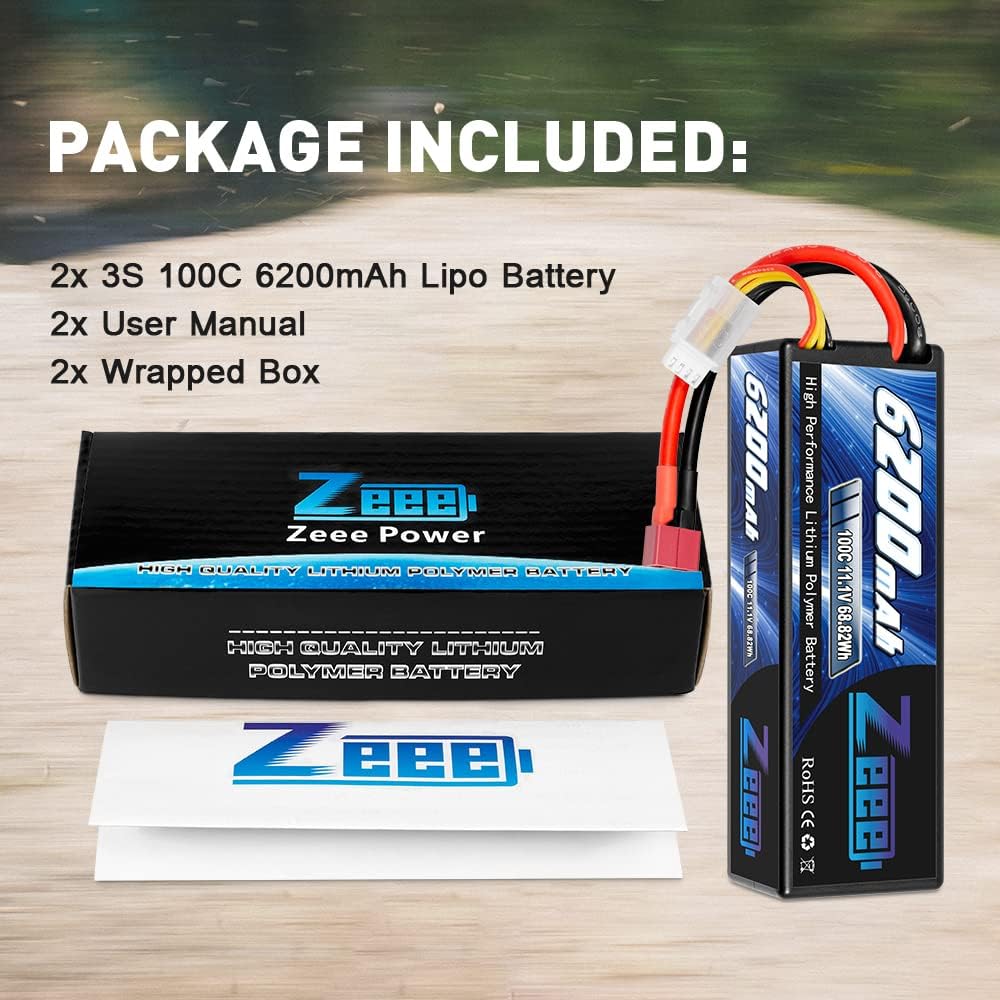 1/2pcs Zeee 3S Lipo Battery 6200mAh 11.1V 100C with T Plug Hardcase for RC Car Trucks Boats RC Airplane FPV Drones RC Model Part
