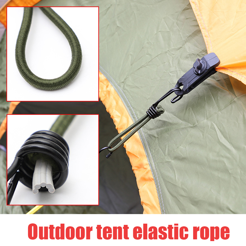 1-5Pcs Elastic Hook Loop Tie Down Strap Wire Fix Canopy Tarp Tent Kayak Shock Cord Bungee Rope Lage Straps