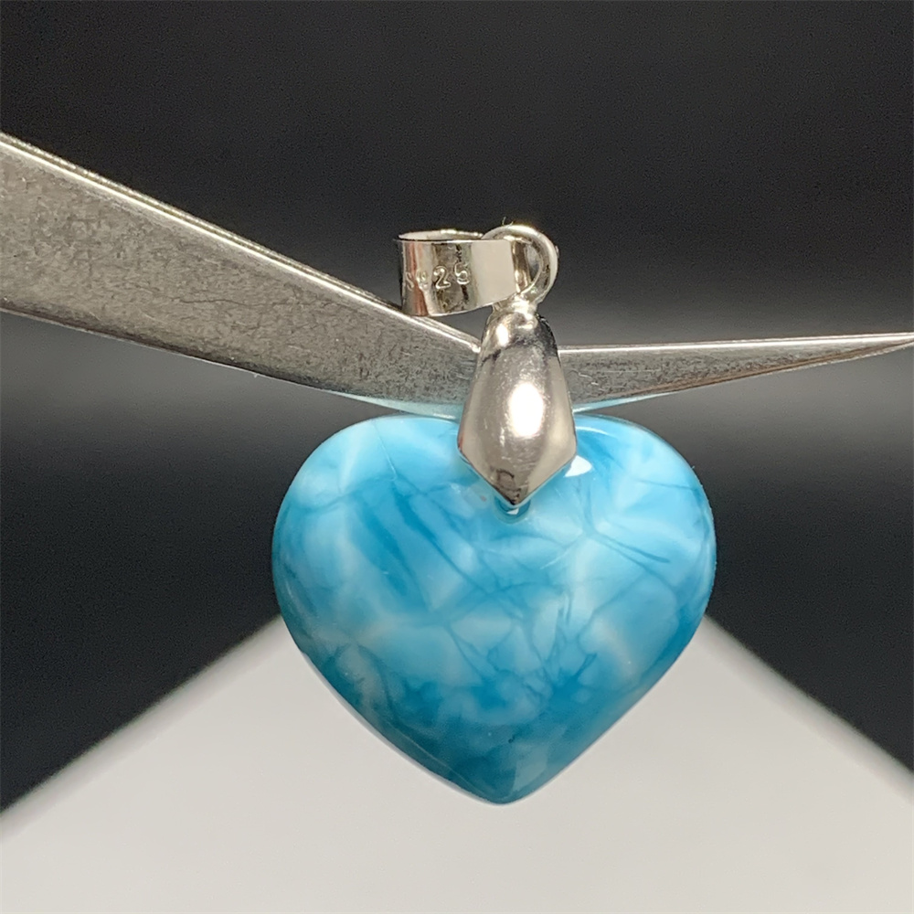 Pendants Natural Blue Larimar Necklaces For Women Rare Tortoisesh Bead Healing ddmysmile Gemstone Jewelry Sterling Sier Clasp Smile