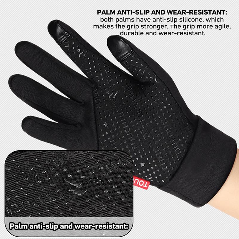 1 Ski Gloves Heated Pair Windproof Fleece Gloves Cycling Accessories Hand Warmer For Mountaineering Motorcycling Running Riding smile