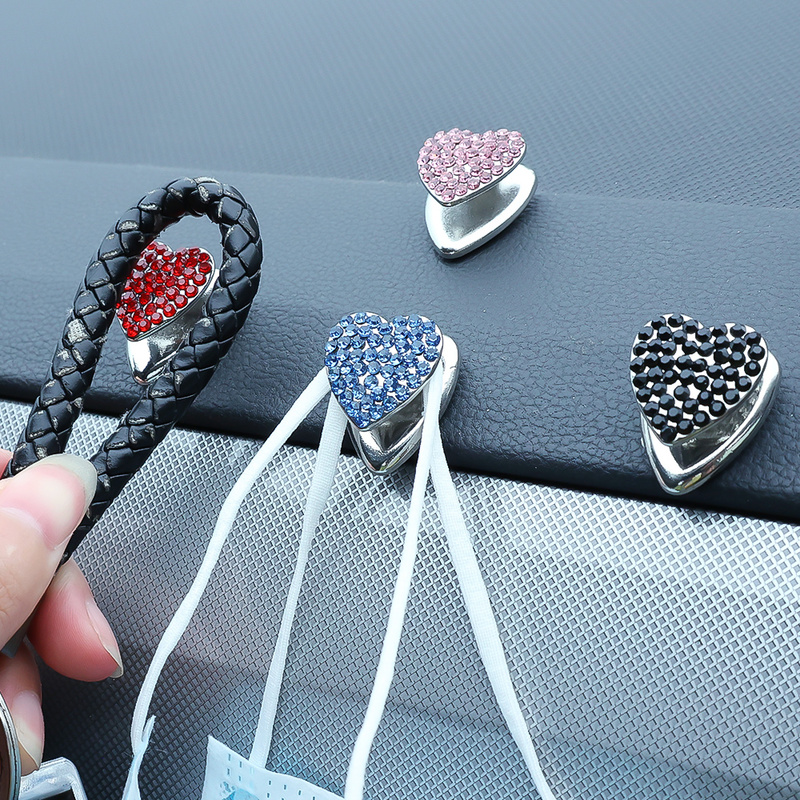 Car Diamond Hooks Rhinestone Inlaid Decor Hanging Holder Interior Dash Board Paste Hook Bling Crystal Car Accessories