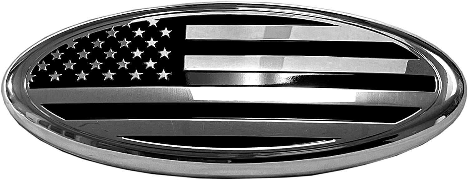 9 inch Front Grille American Flag Emblem for Ford, 9"X3.5" Oval Decal Badge Nameplate for F150, F250, F350, Edge Explorer Range