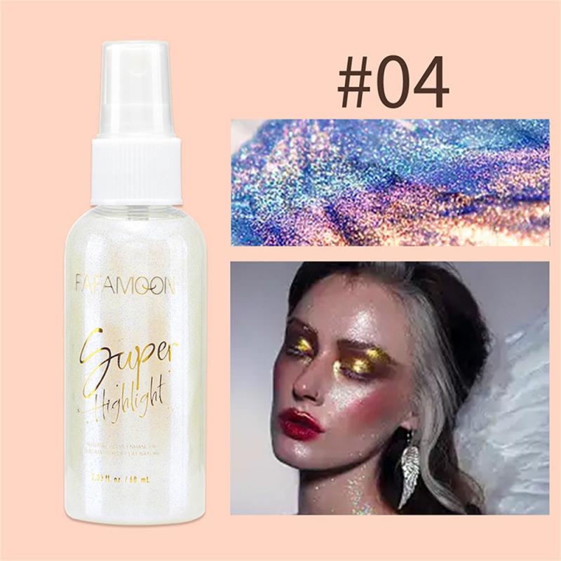 5 Colors Highlighter Powder Spray High Gloss Glitter Powder Spray Shimmer Sparkle Powder Makeup For Face Body Highlight Makeup