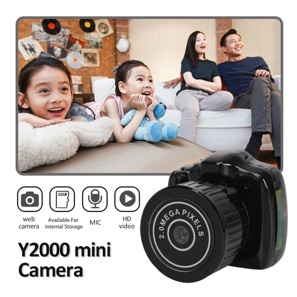 Y2000 Camcorder Small DV DVR Security Nanny Tiny Camera HD Video Audio Recorder Car Sport Micro Cam Webcam With Mic