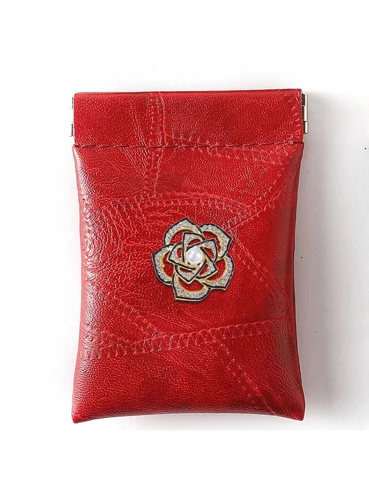 Durable PU Key Wallets - Multi-Functional Quality Gold Crystal Dangle Decor 371e1