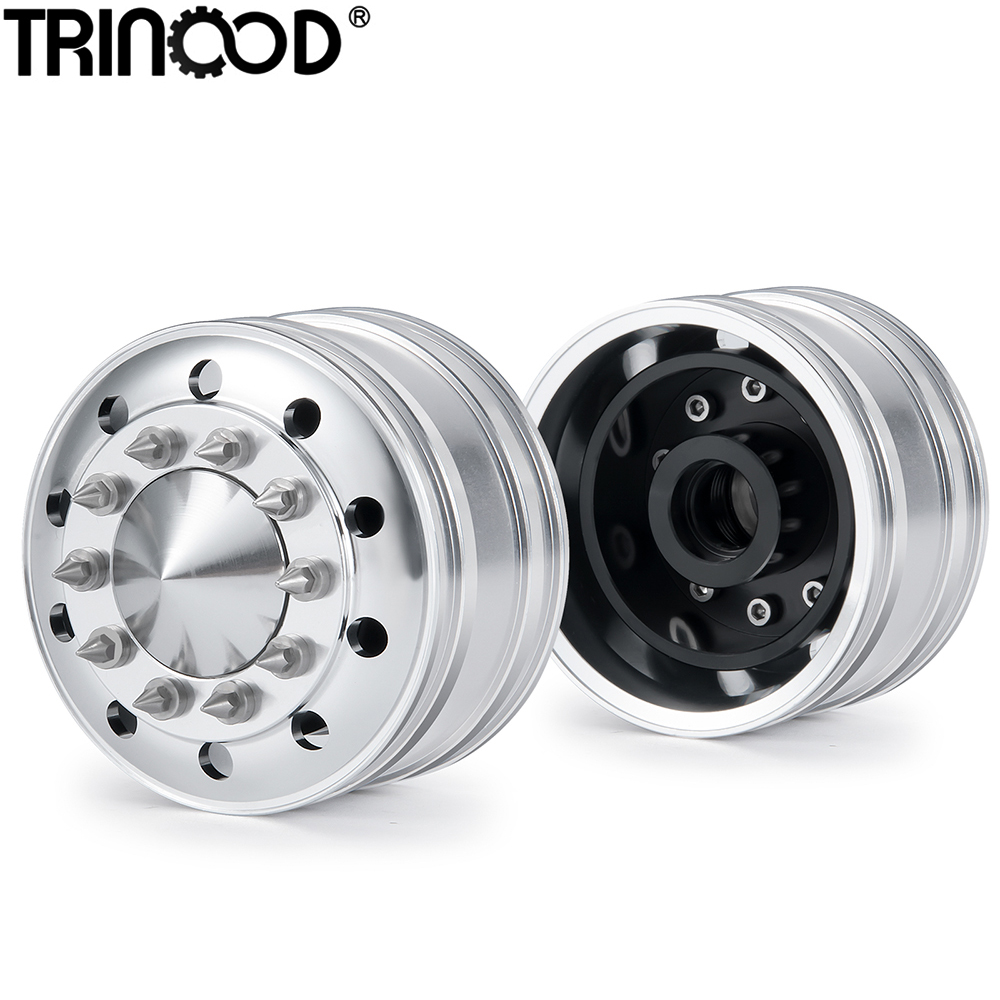 TRINOOD Aluminum Front Wheel Hub Rims for 1/14 Tamiya Truck Tractor VOO MAN 770S R470 R620 FH12 Upgrade Parts