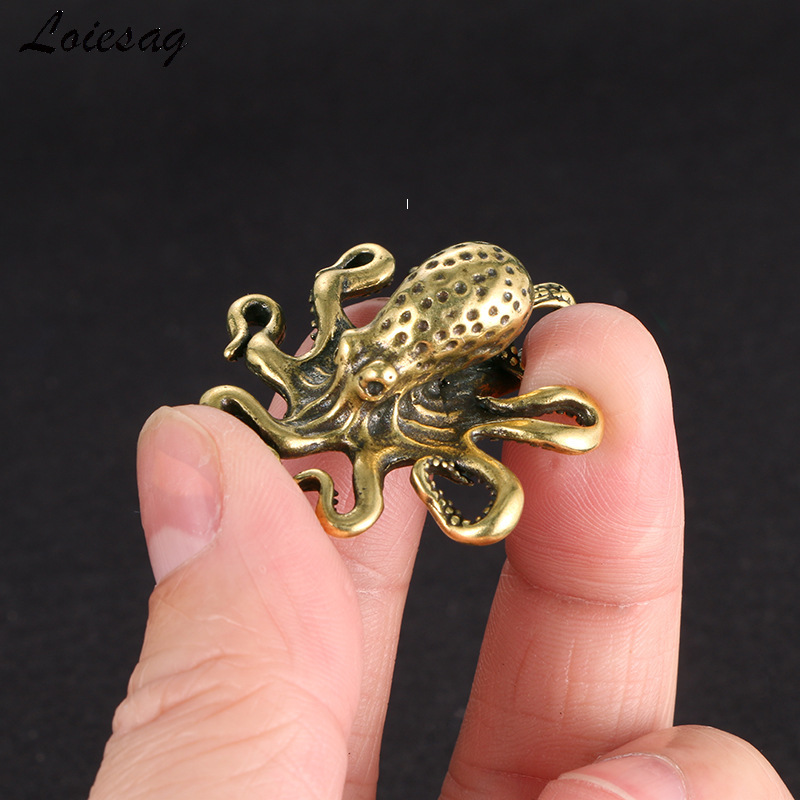 Creative And Interesting Solid Pure Copper Octopus Ornaments Tea Pet Desktop Handle Crafts Collection
