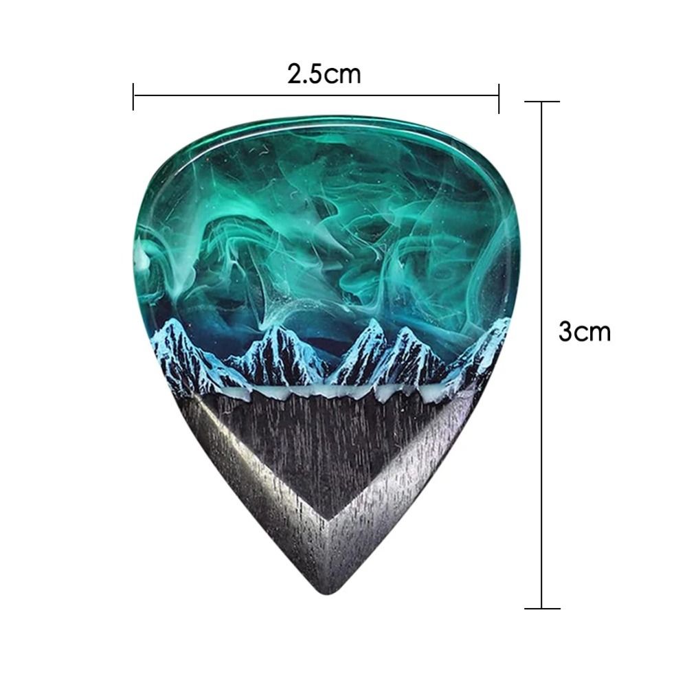 Guitar Pick Necklace Retro Handmade Resin Guitar Pick Snowy Mountain Scenery Pendant Necklace For Bars Party Musician Presents