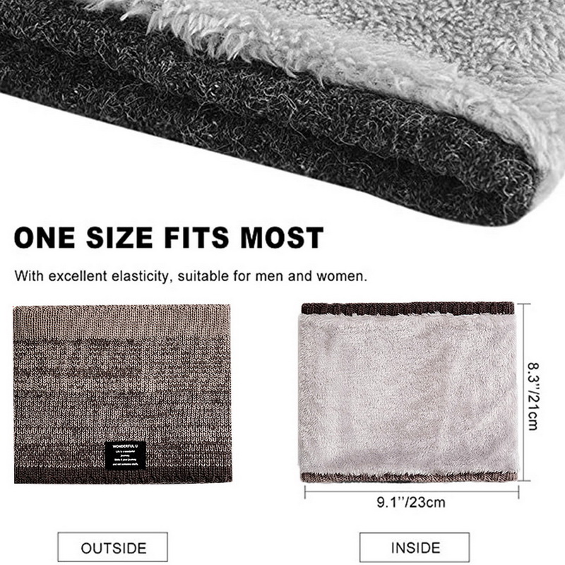 Winter for Men Fleece Ring Bandana Knitted Warm Solid Scarf Women Neck Warmer Thick Cashmere Hot Handkerchief Ski Mask