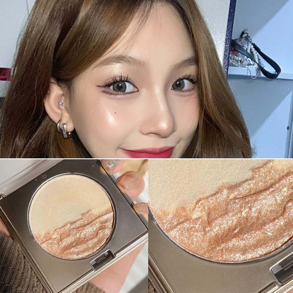 Two-color 3d Embossed Highlighter Powder Palette Three-dimensional Brightening Highlight Long-lasting Bronzers Makeup V7x2