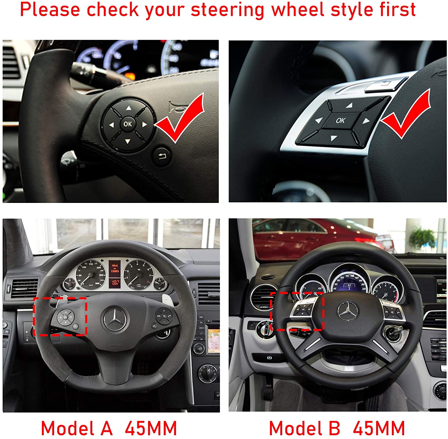 Car Steering Wheel Emblem Diamond Sticker for Mercedes Benz W203 W204 W124 W164 W140 A B C E Class GLA CLA GLC GLK Accessories