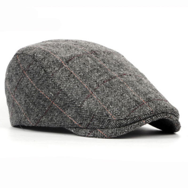 Men's Hats Autumn Winter British Western Style Striped Berets Caps Warm Wool Advanced Flat Ivy Cap Vintage Beret for Men
