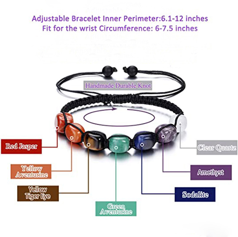 Handmade Natural 7 Chakra Stone Yoga Bracelet Bead Stone Bracelets for Women Reiki Healing Bracelet Strand Beaded Bracelets Men