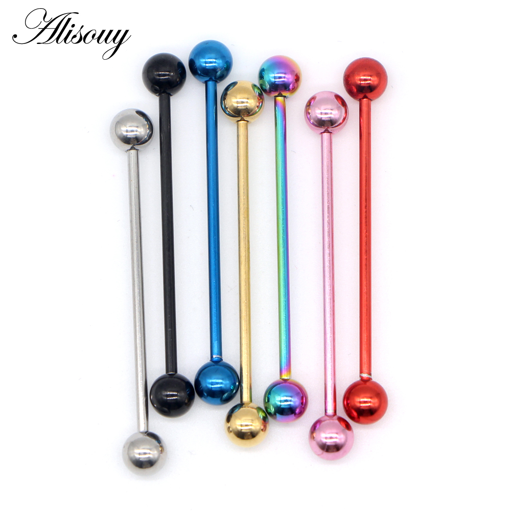 Alisouy PC G Unisex Tongue Ring Men Goth Punk screw Piercing Body Nose Lip Rings Ear Cartilage nail mm 5