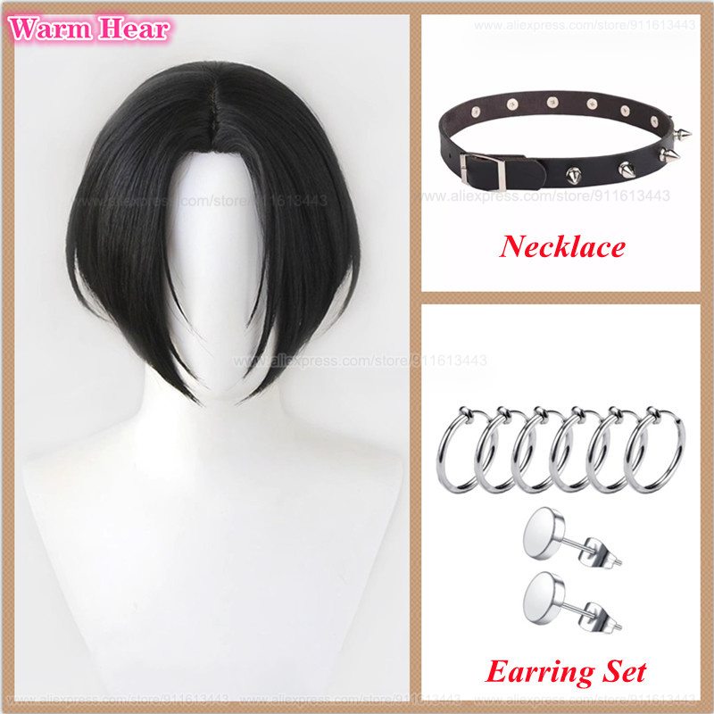 Cosplay 30Cm Oosaki Nana Wig Anime NANA Unisex Short Black ddmysmile Middle Part Wig Hair Heat Resistant Hair Halloween Ddmysmile Party Wis +Wig Cap S