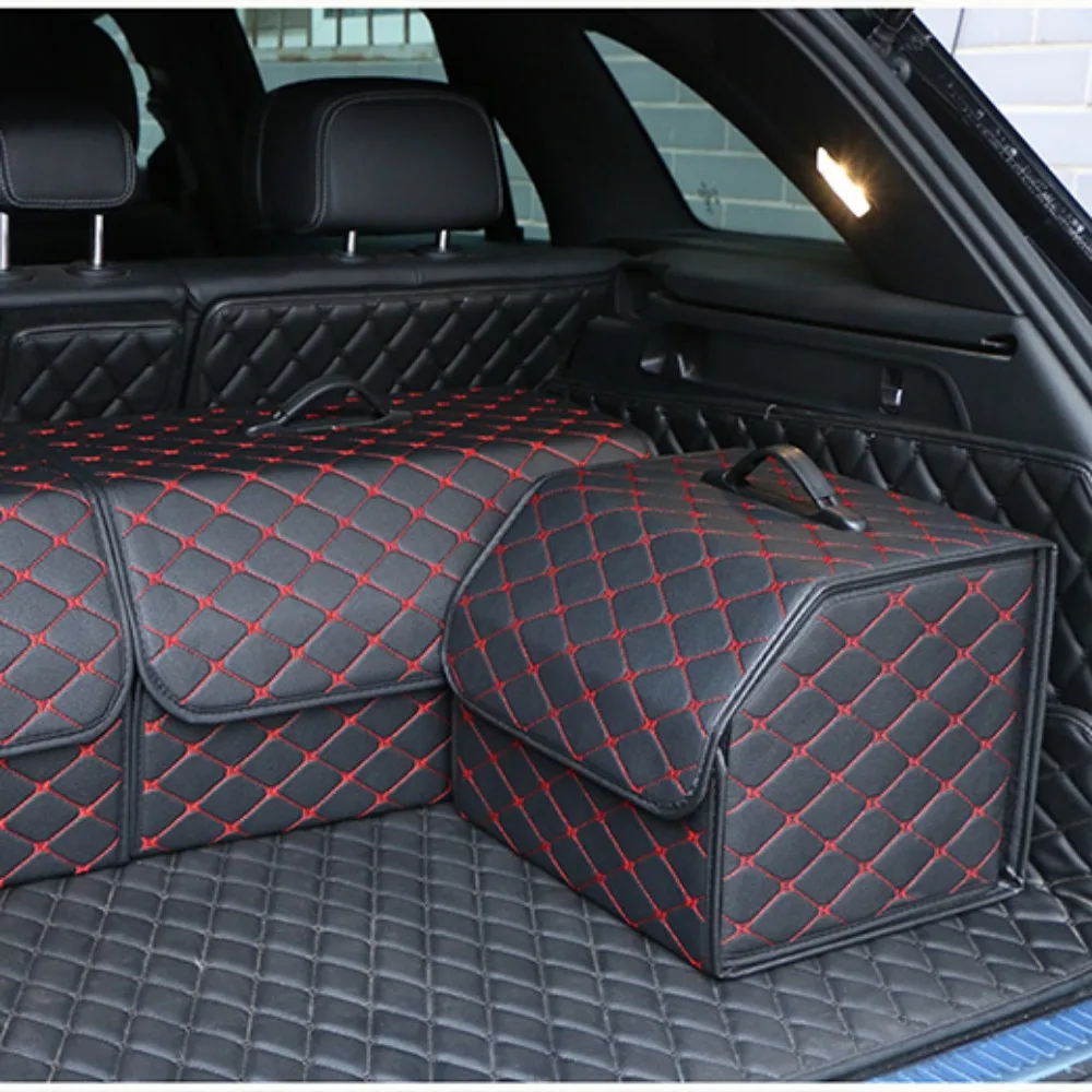 Box Storage Car ddmysmile Trunk Large Capacity Multiuse Tools Storage Bag Leather Folding For Emergency Storage Box Car Accessories Smile