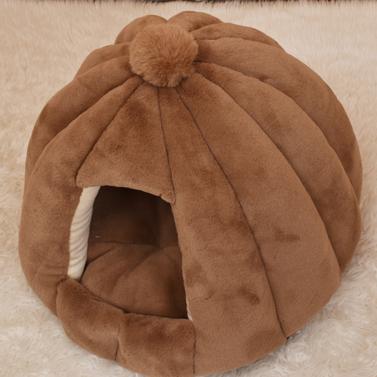 Cute Cat Dog Bed Mat Warm Soft Removable Kennel Nest Pet Basket Types Funny Fruit Pumpkin for Small Dogs House