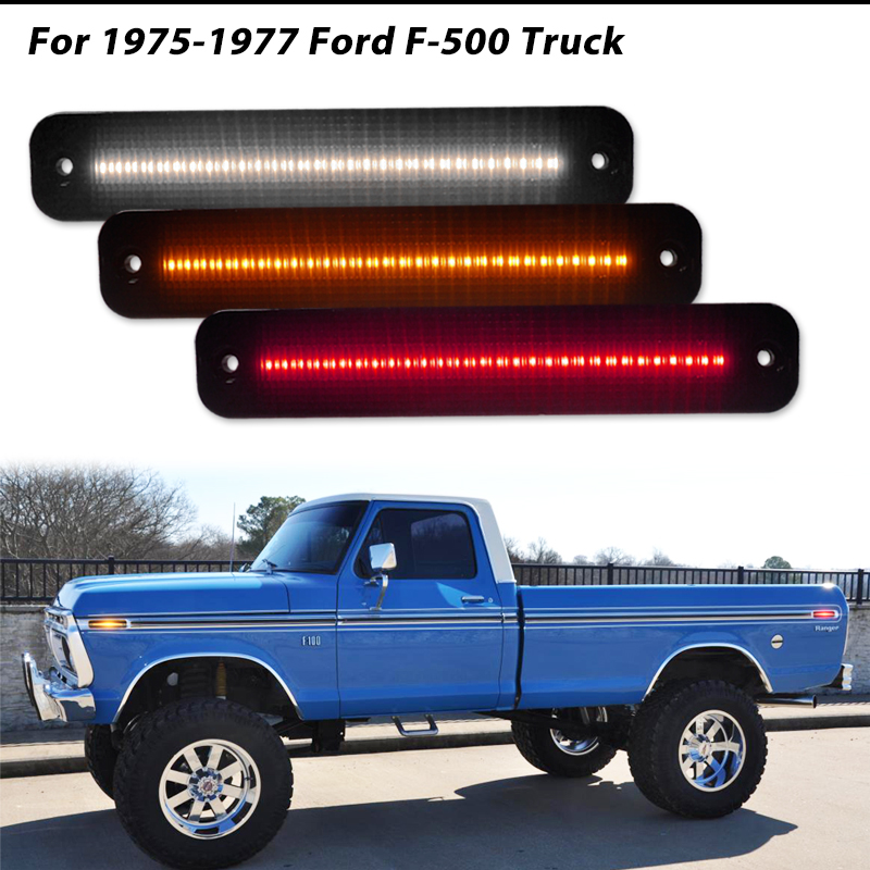 iJDM Amber/Red Full LED Front/Rear Side Marker Light For 1973-1979 Ford F100 F150 Bronco,Replace OEM Amber/Red Sidemarker Lamps