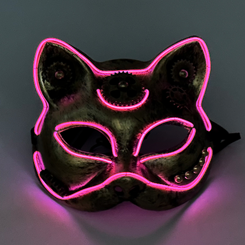 2023 Halloween New Steampunk Style Cat Full Face Mask Anime Cosplay LED Luminous Mask Glowing InThe Dark Night Party 1ac6f