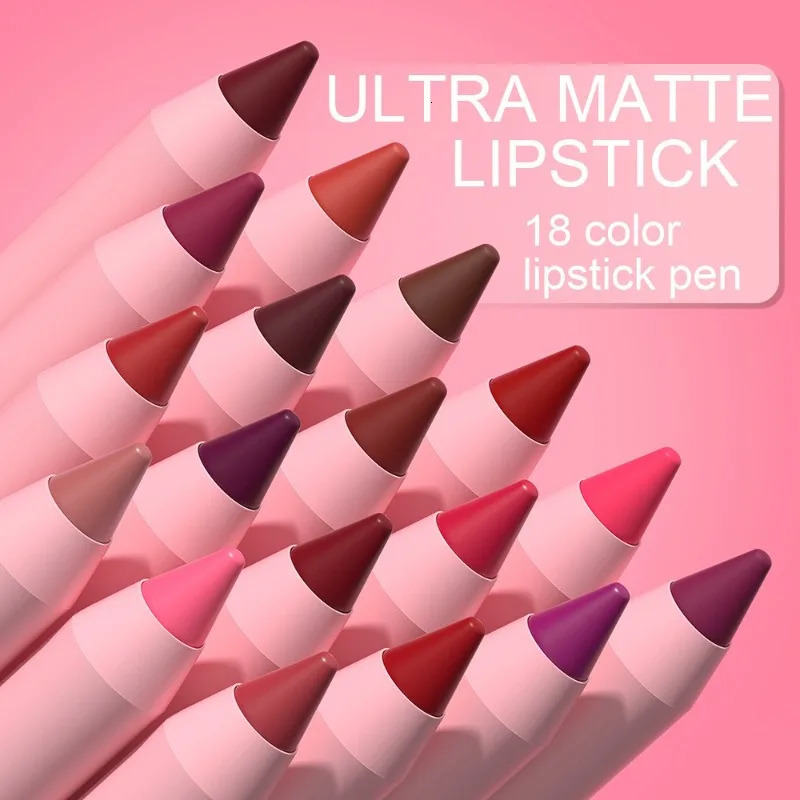 Sexy Dark Red Brown Lipstick Pencil Matte 18 Colors Lip Liner Crayons Rich Full Color Lip Tint Silky Natural Creamy Texture Pen 240621