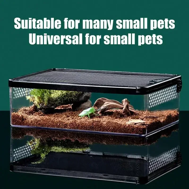 Reptile Feeding Boxs Transparent Amphibian Insect Reptile Breeding Box Ventilated Hatching Container Reptile Terrarium Tanks