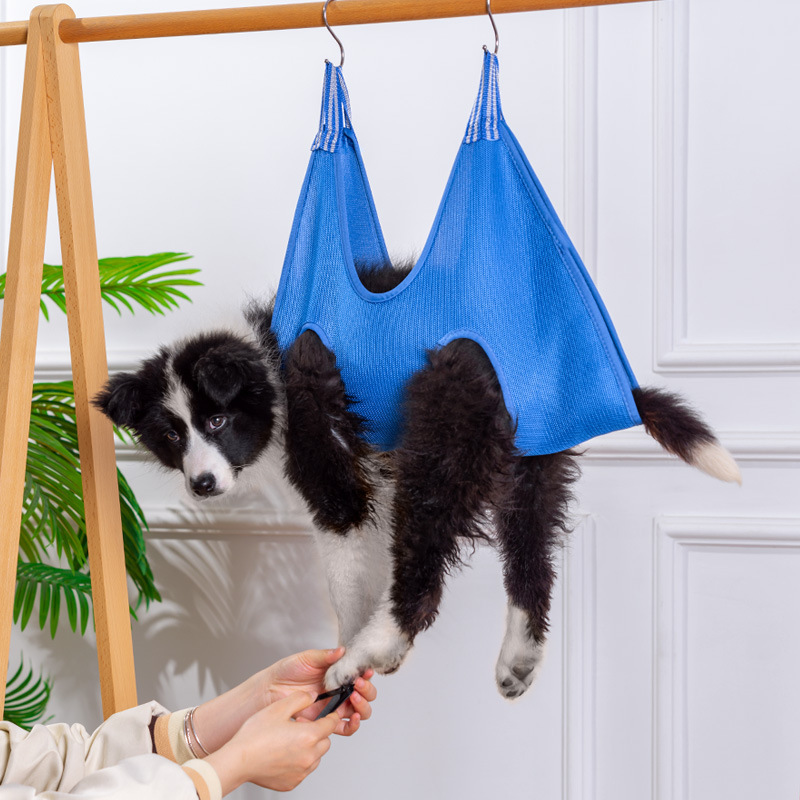 Cat Grooming Hammock Anti Scratch Bite Fixed Bag Hanging Trimming Restraint Bag Breathable Elastic Durable Cat Accessories