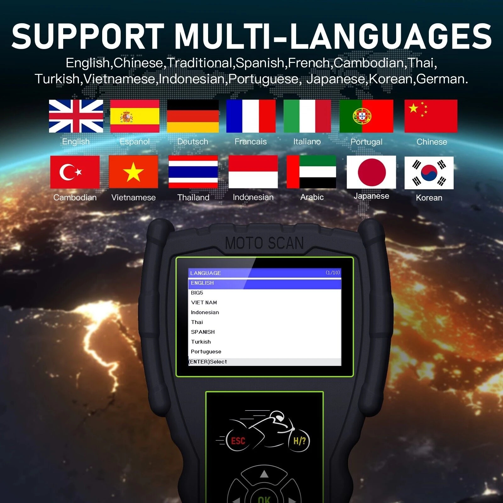 JDiag M100 Pro Motorcycle Diagnostic Tool OBD2 Scanner Fault Diagnostic Tool For KT-M/Hond-a/Yamah-a/Kawasa-ki jdiag m100