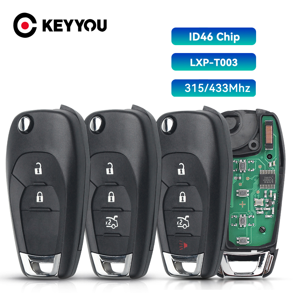 KEYYOU 315Mhz/433MHZ Flip Remote Car Key For Chevrolet Colorado Cruze Trailblazer Onix Tracker Onix RS ID46 Chip