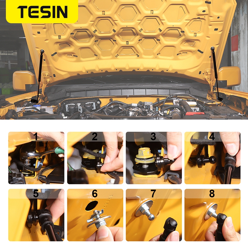 TESIN Car Engine Hood Hydraulic Rod Hood Support Rod Shock Lift Struts Accessories for Ford Bronco 2021 2022 Car Parts styling
